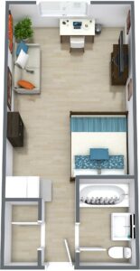 Studio in Dorothy - Level-1 - 3D Floor Plan | St. Dominic Village