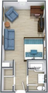 Studio in Charlotte Hall - Level-1 - 3D Floor Plan | St. Dominic Village